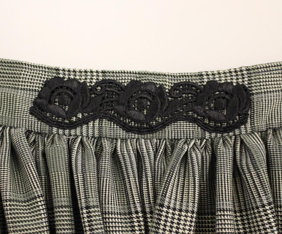 Gray Checkered Wool Shorts Skirt