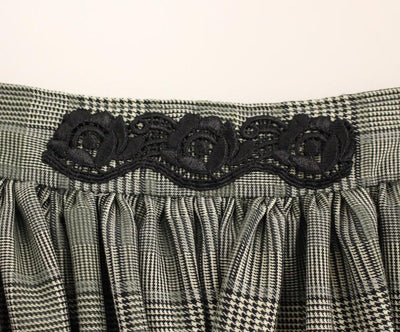 Gray Checkered Wool Shorts Skirt