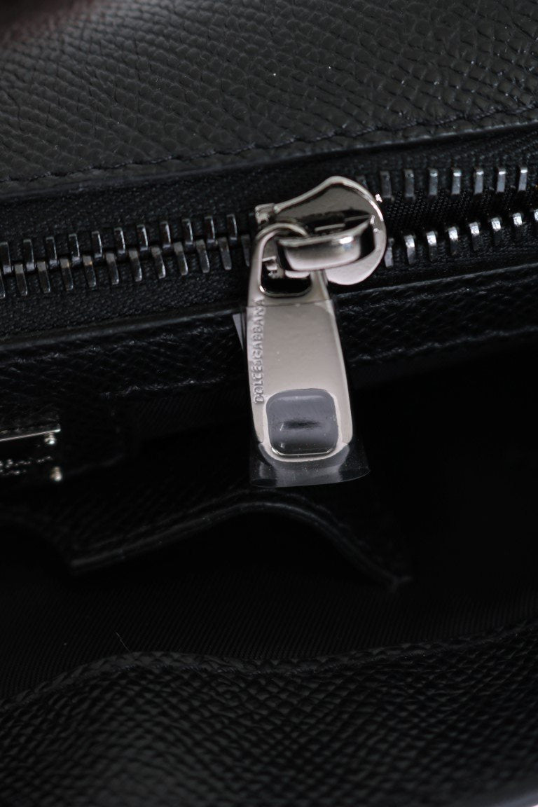 Black White Leather Briefcase Bag