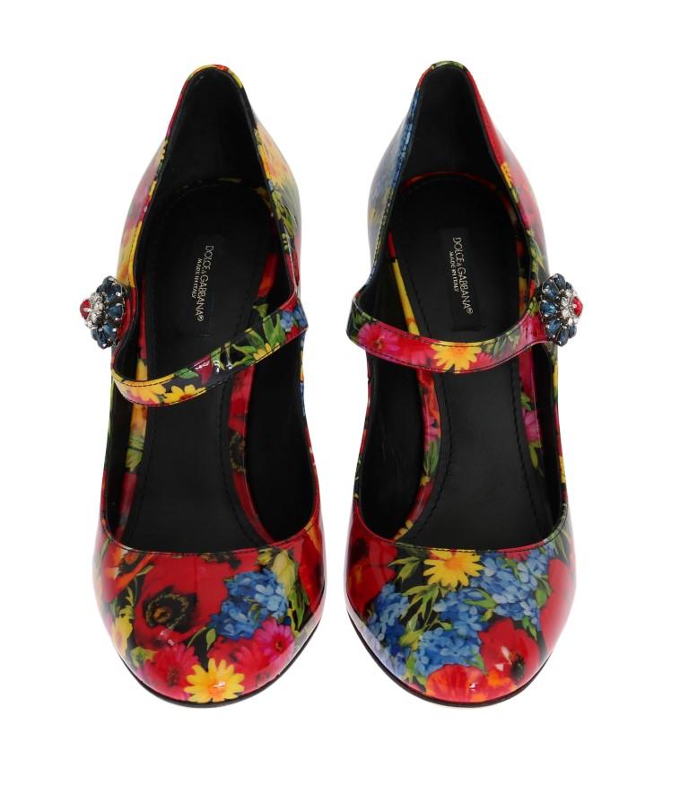 Floral Crystal Mary Janes Leather Shoes
