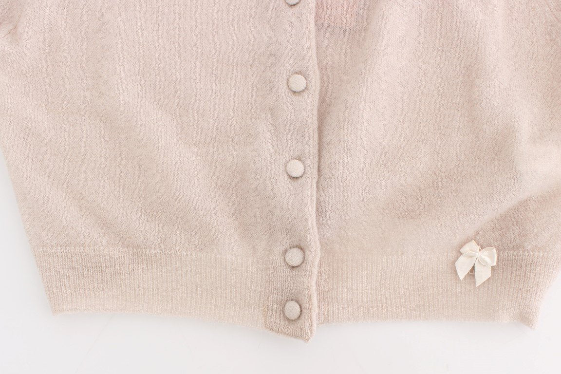 Pink Wool Cardigan Sweater