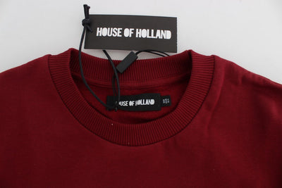Red Cotton Crewneck Pullover Sweater