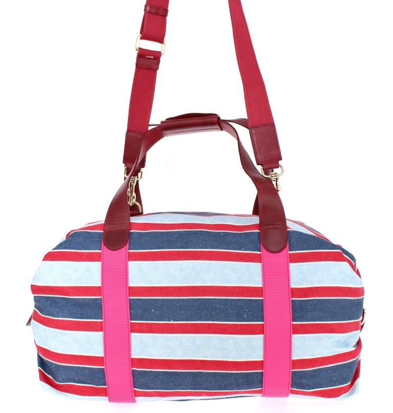 Multicolor striped boston bag
