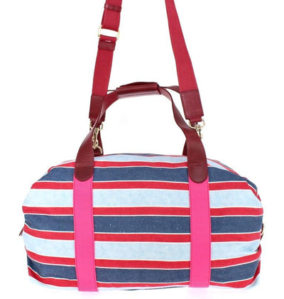 Multicolor striped boston bag