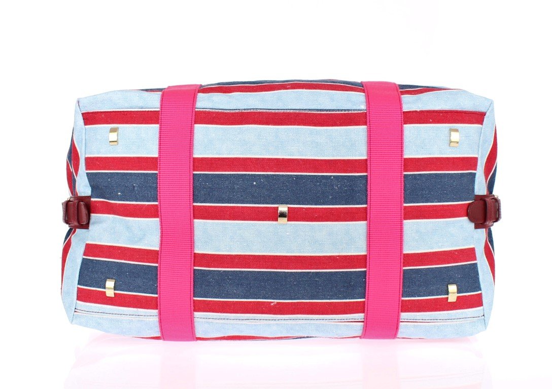 Multicolor striped boston bag
