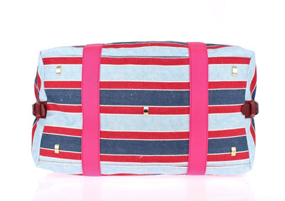 Multicolor striped boston bag