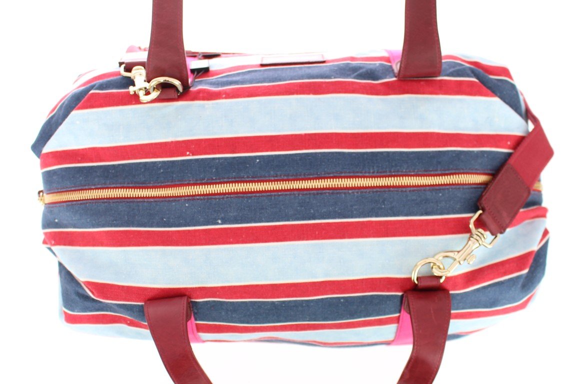 Multicolor striped boston bag