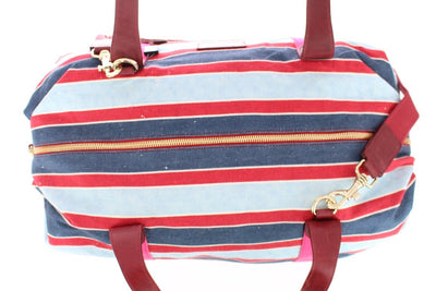 Multicolor striped boston bag
