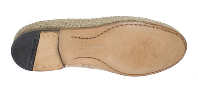 Brown Leather Beige Loafer Shoes