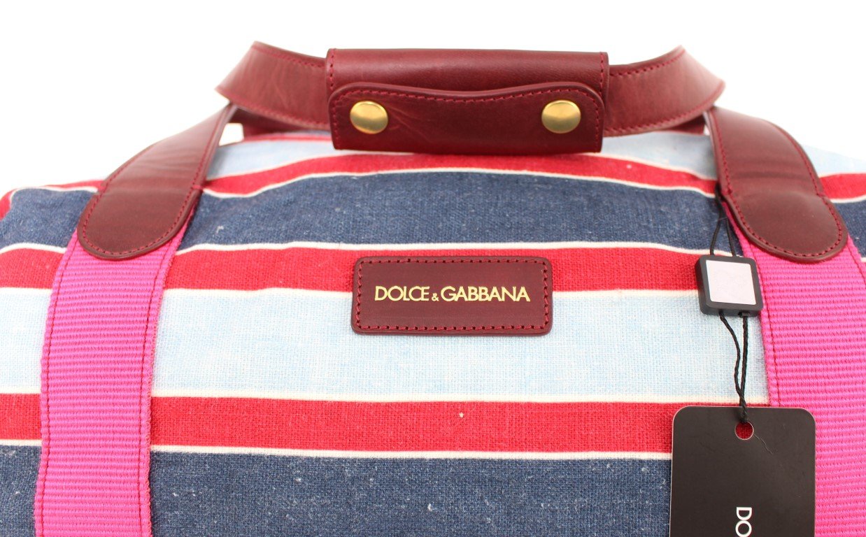 Multicolor striped boston bag