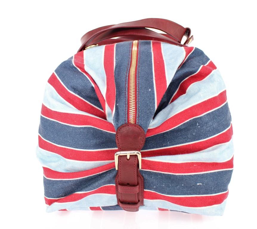 Multicolor striped boston bag