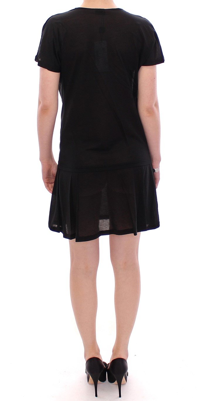 Black cotton semi transparent dress