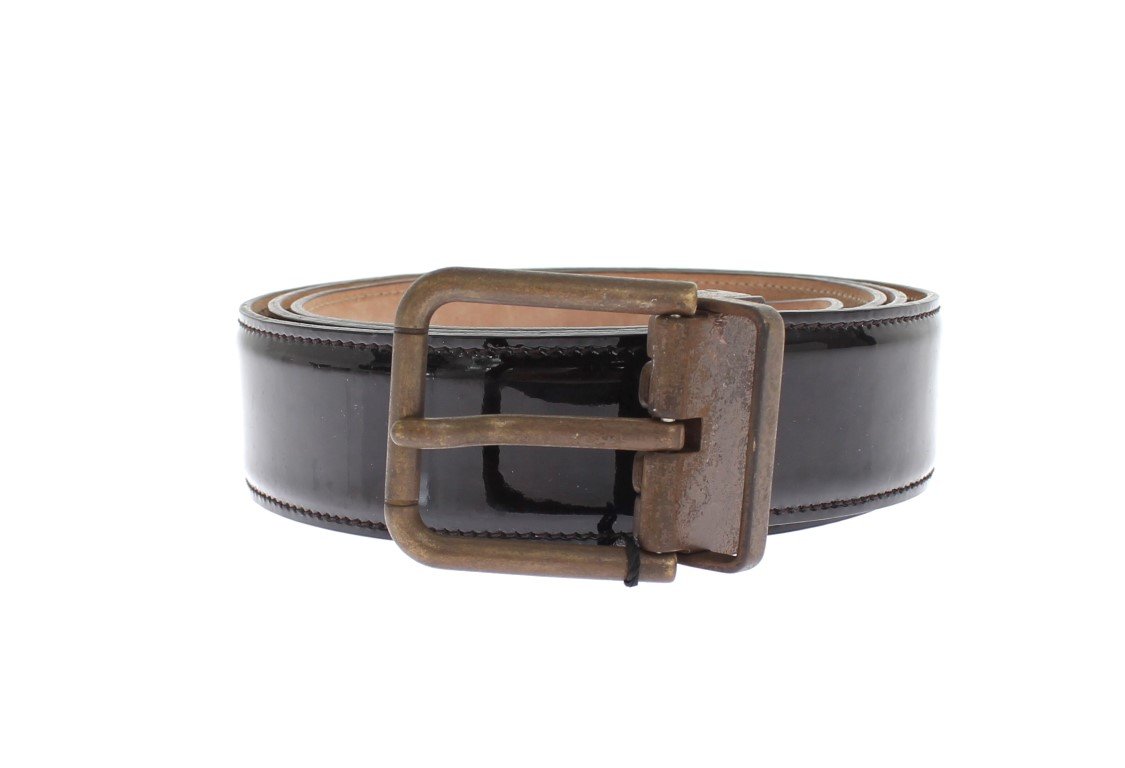 Black Patent Leather Buckle Waist Belt