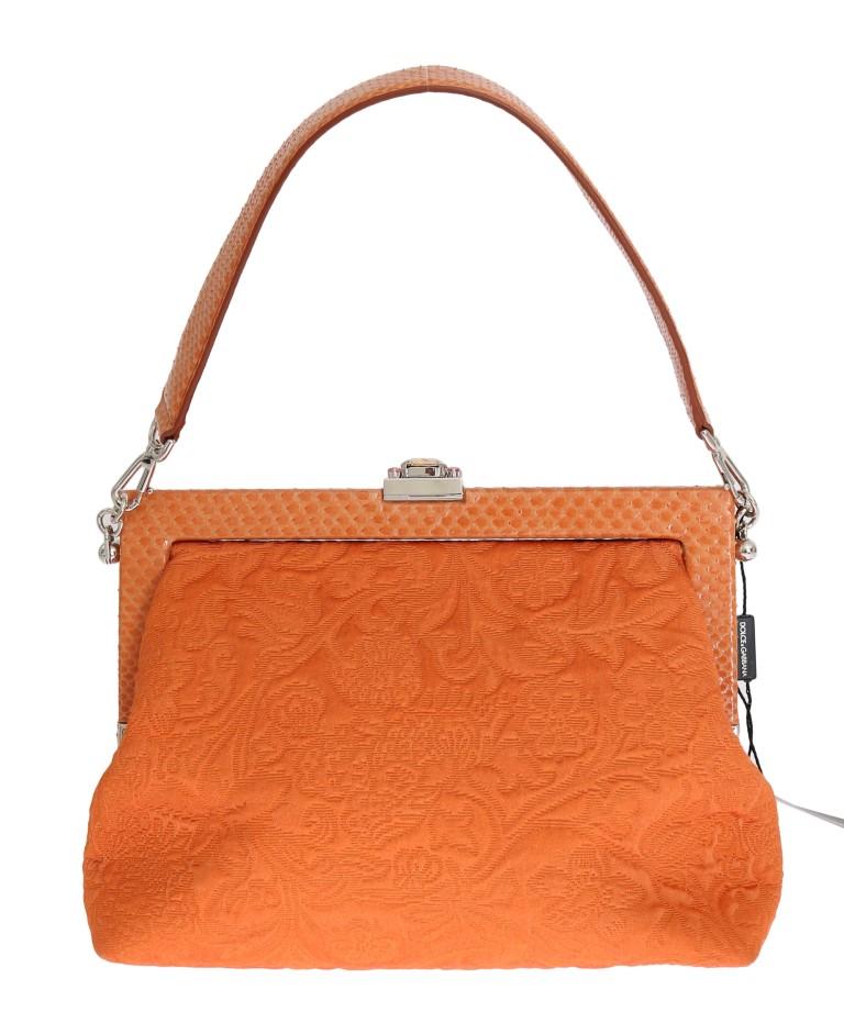 Orange VANDA Snakeskin Brocade Crystal Bag