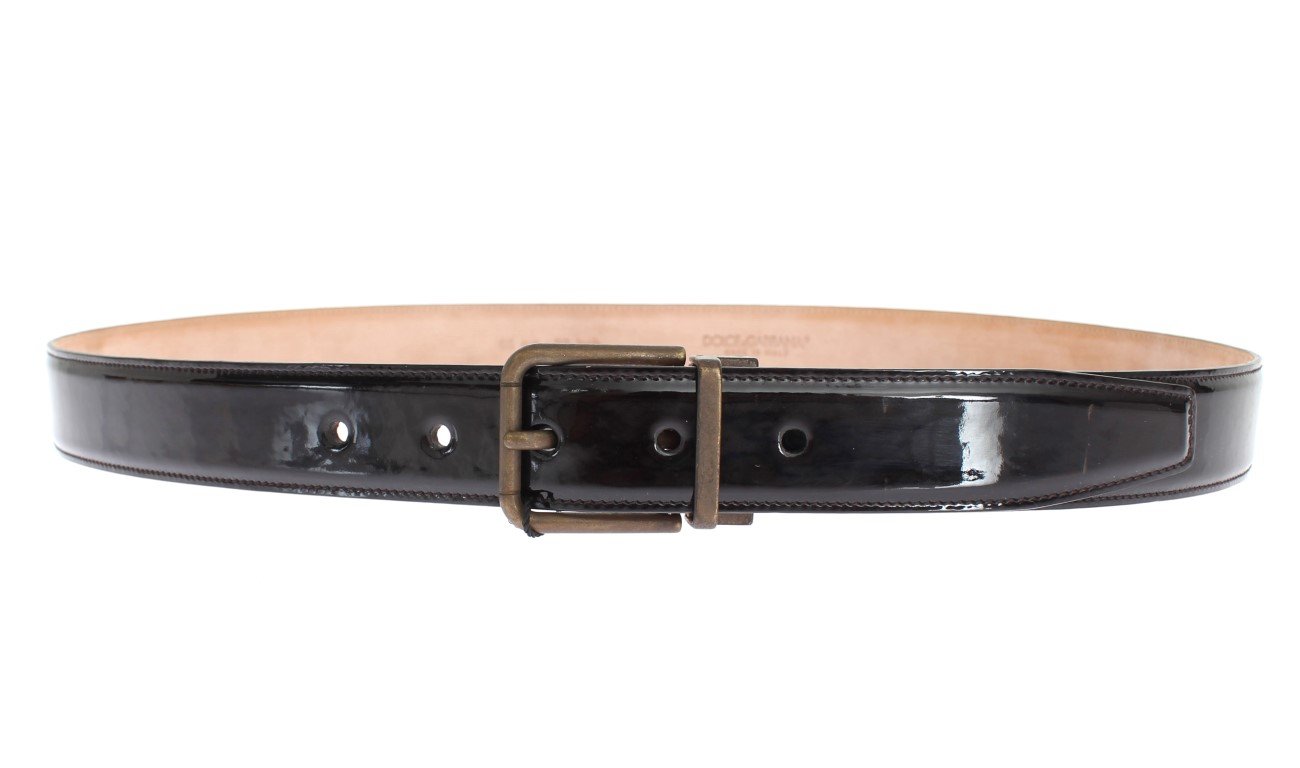 Black Patent Leather Buckle Waist Belt