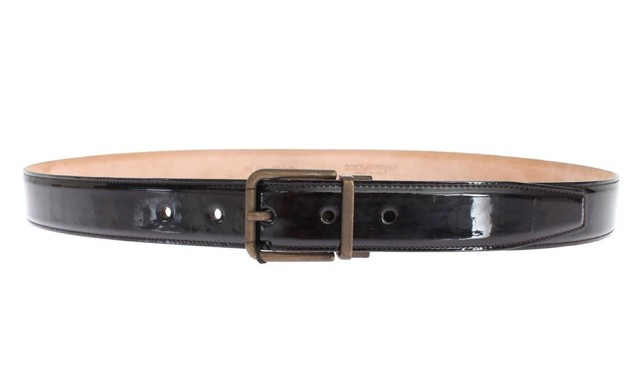 Black Patent Leather Buckle Waist Belt