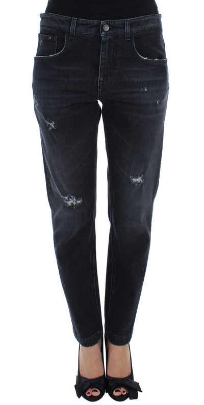 Blue Denim Cotton Stretch Boyfriend Jeans