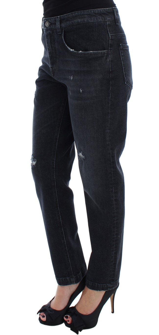 Blue Denim Cotton Stretch Boyfriend Jeans