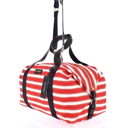 Multicolor striped boston bag