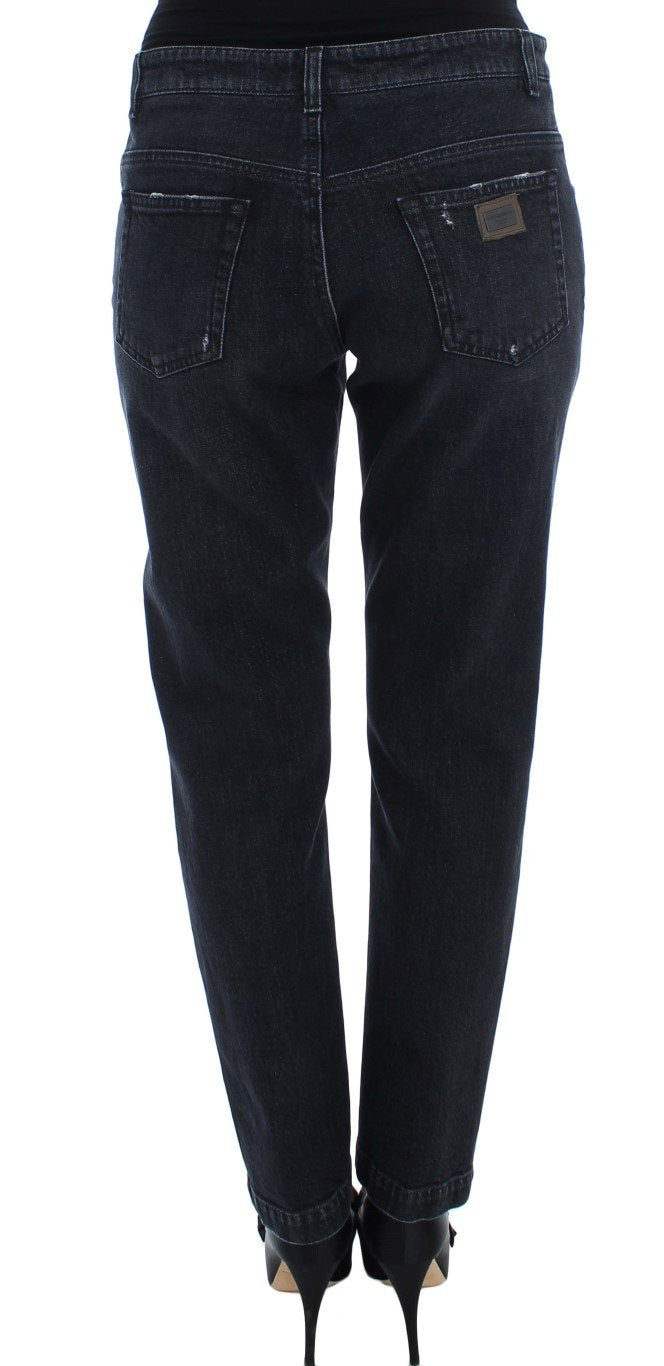 Blue Denim Cotton Stretch Boyfriend Jeans