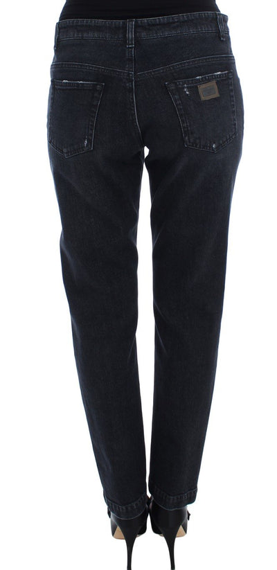 Blue Denim Cotton Stretch Boyfriend Jeans