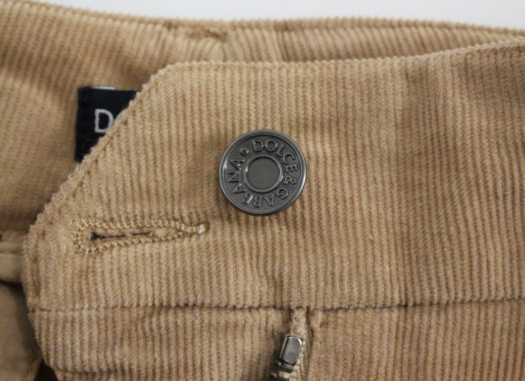 Brown Cotton Cropped Corduroys Jeans Pants