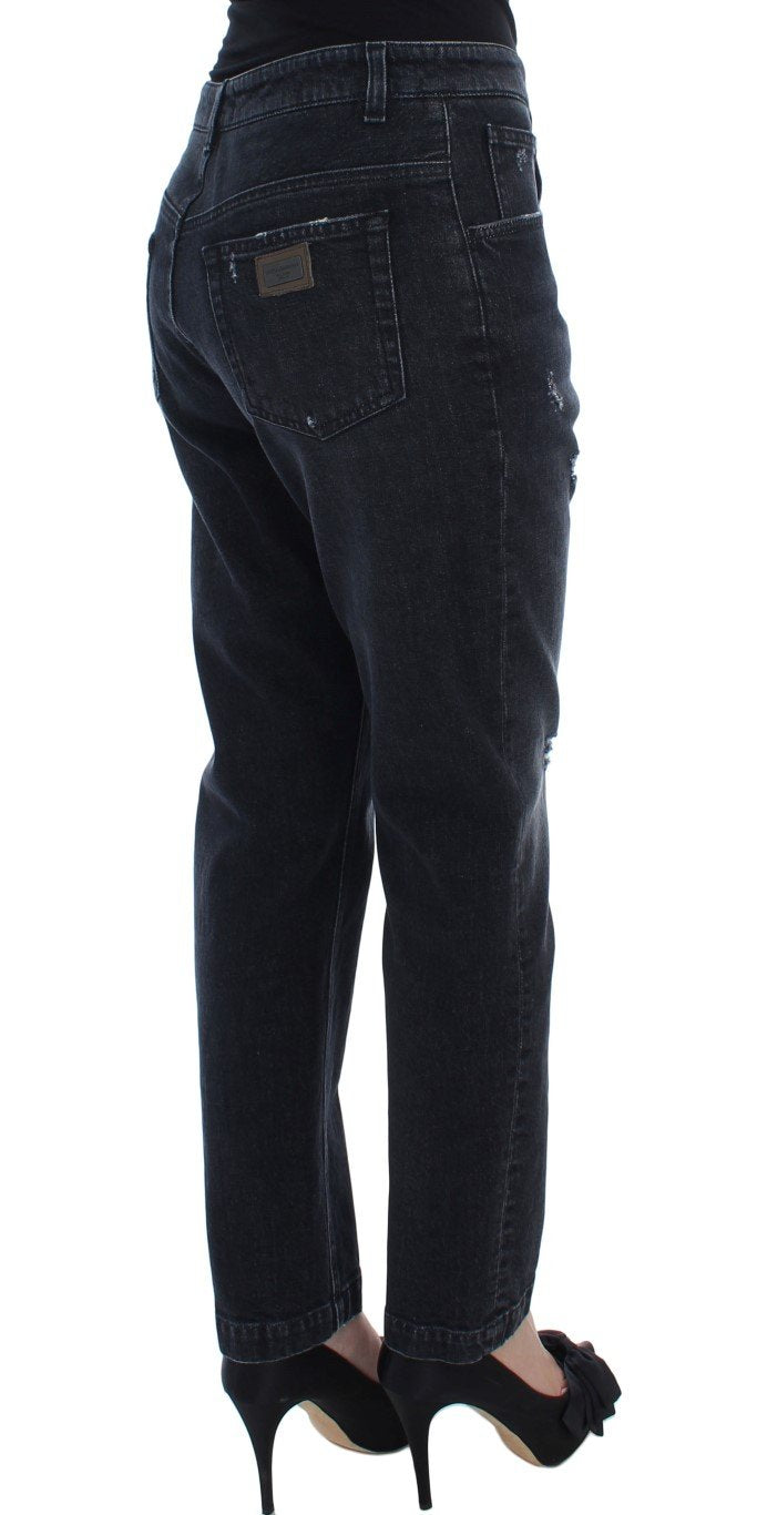 Blue Denim Cotton Stretch Boyfriend Jeans