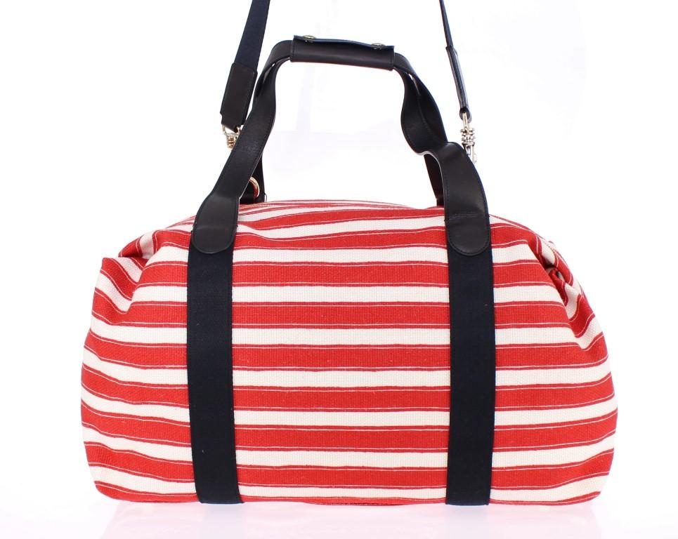 Multicolor striped boston bag