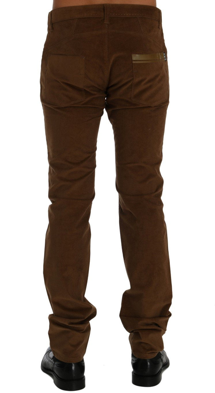 Brown Cotton Stretch Pants