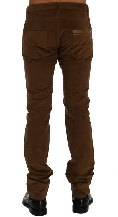 Brown Cotton Stretch Pants