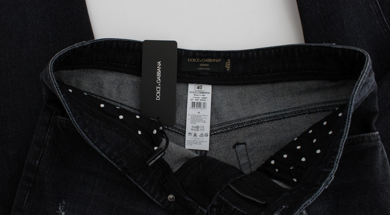 Blue Denim Cotton Stretch Boyfriend Jeans