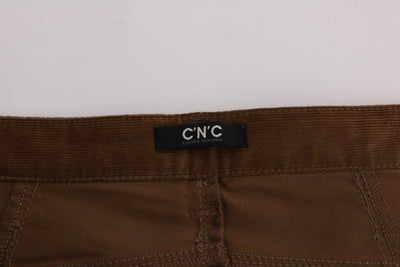 Brown Cotton Stretch Pants