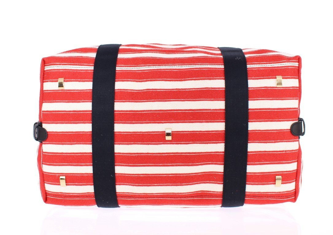 Multicolor striped boston bag