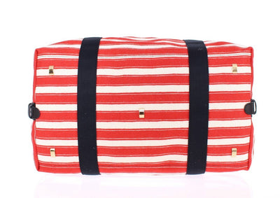 Multicolor striped boston bag