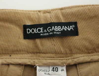 Brown Cotton Cropped Corduroys Jeans Pants