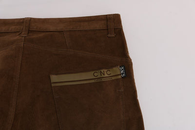Brown Cotton Stretch Pants