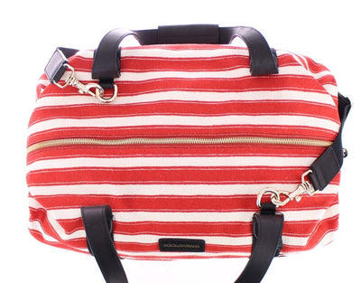 Multicolor striped boston bag