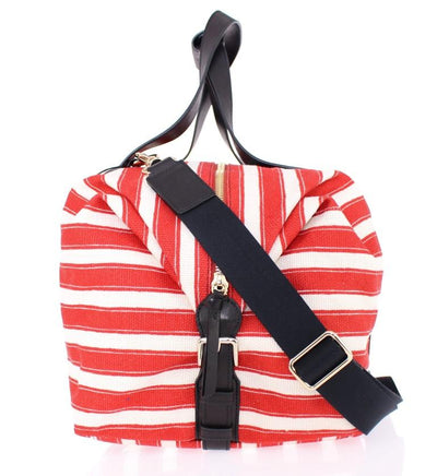 Multicolor striped boston bag