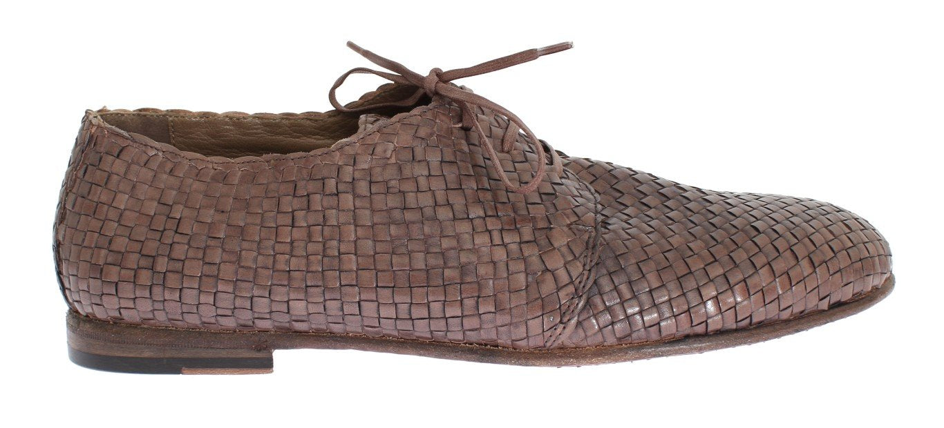 Pink Woven Leather Dress Formal Shoes