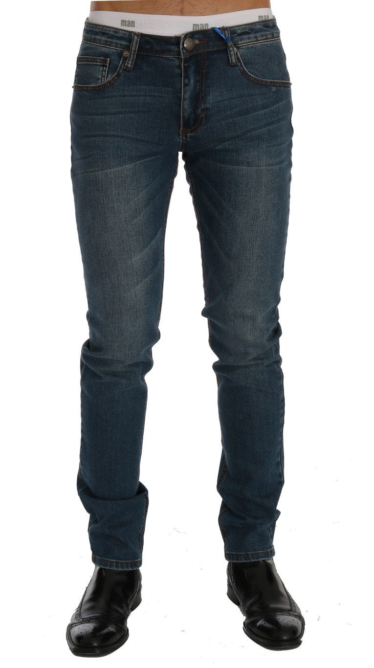 Blue Wash Slim Fit Denim Cotton Jeans