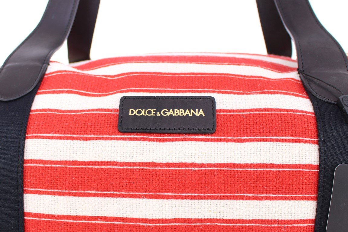 Multicolor striped boston bag