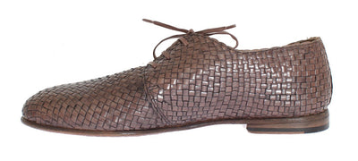 Pink Woven Leather Dress Formal Shoes