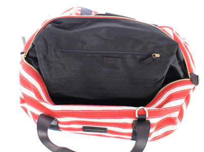Multicolor striped boston bag