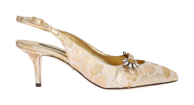 Gold Brocade Crystal Slingbacks
