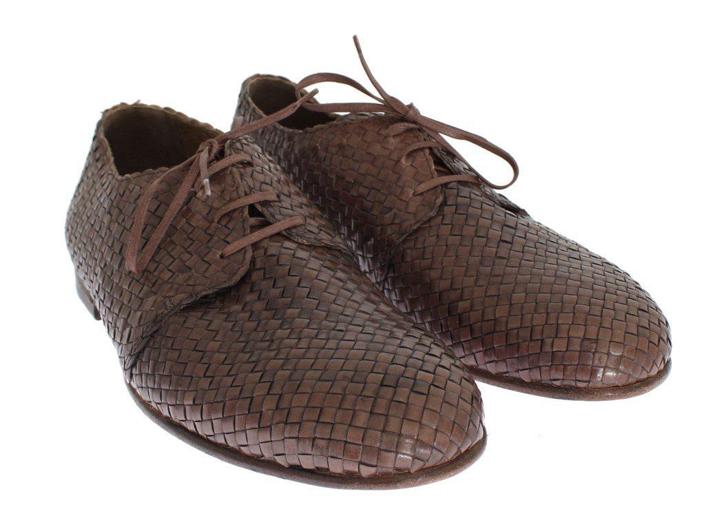 Pink Woven Leather Dress Formal Shoes