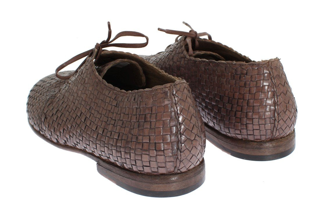 Pink Woven Leather Dress Formal Shoes