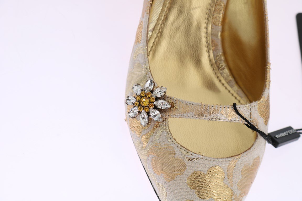 Gold Brocade Crystal Slingbacks