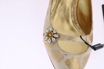 Gold Brocade Crystal Slingbacks