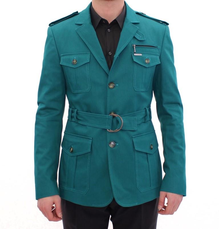Turquoise Slim Fit Stretch Jacket Coat