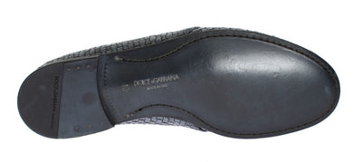Blue Woven Leather Dress Formal Shoes